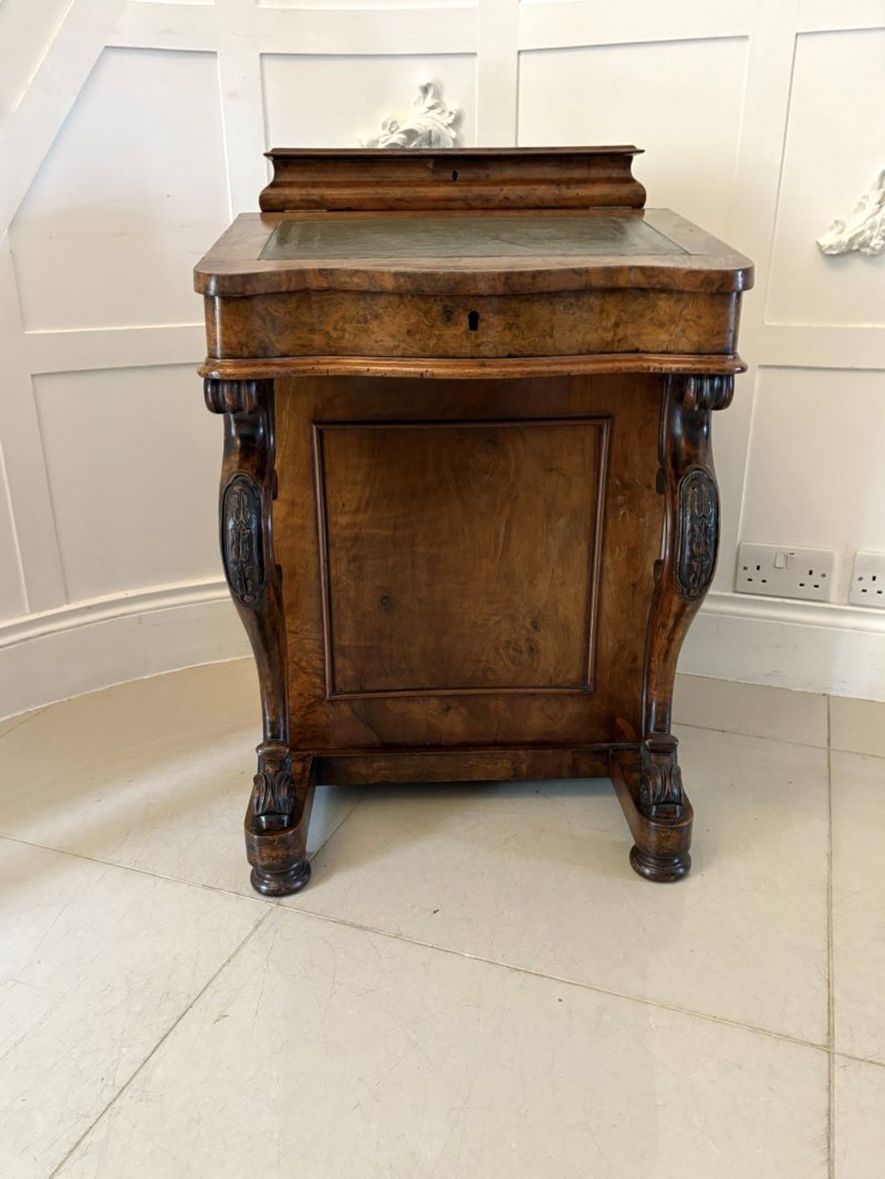 Antique Victorian Quality Burr Walnut Freestanding Davenport - Image 7